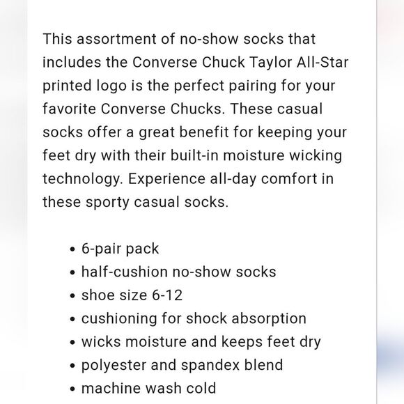 Converse 6-PK Patch No-Show Socks - Picture 3 of 5
